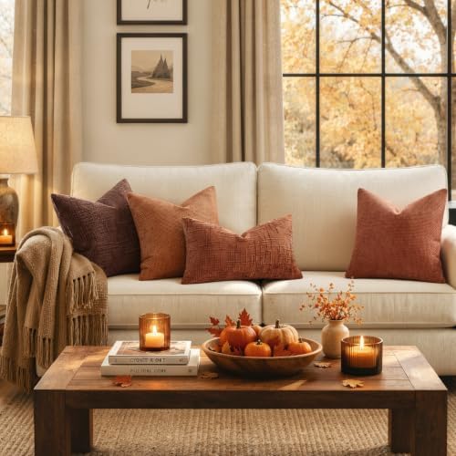 MIULEE Fall Decorative Rust Couch Throw Pillow Covers 18x18 Inch 2 Pack - Image 2