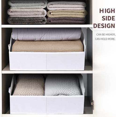 Homsorout Fabric Bins for Organization - Trapezoid Storage Cubes, Large Baskets for Storage, 6 Pack Shelf Baskets, Closet Organizer Bins for Clothes, Books, Home, Office, White - Image 6