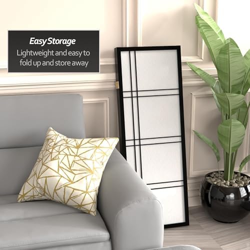 4 ft. Short Double Cross Shoji Screen - Black - 3 Panels - Image 3