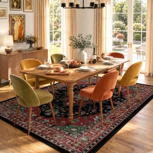 RELEANY Washable Area Rug, 6'x9', Red/Black - Image 3