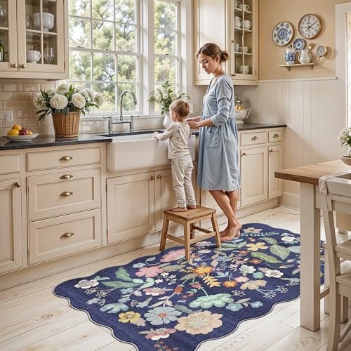 Washable 3x5 Entryway Area Rugs: Ultra Soft Low Pile Carpet for Kitchen Nursery Indoor Light-Weight Doormat Anti-Slip Thin Water-Resistant Rug for Living Room Bedroom Small Floor Mat(3x5,Purple) - Image 5