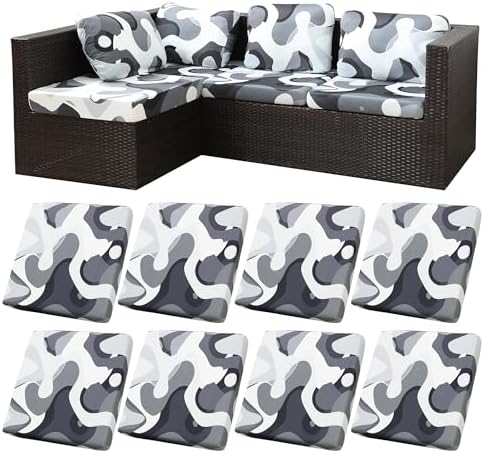8 Pcs Outdoor Cushion Covers, Patio Sofa Cushion Covers Replacement by BIETYONE