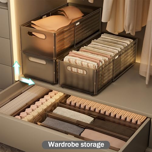 Foldable Storage Bins, 2 Pack Plastic Expandable Boxes for Organizing, Adjustable from 11-18.8" Drawer Organizers Separators Dividers for Bedroom Kitchen Utensils Tools Closet, Small Grey - Image 5