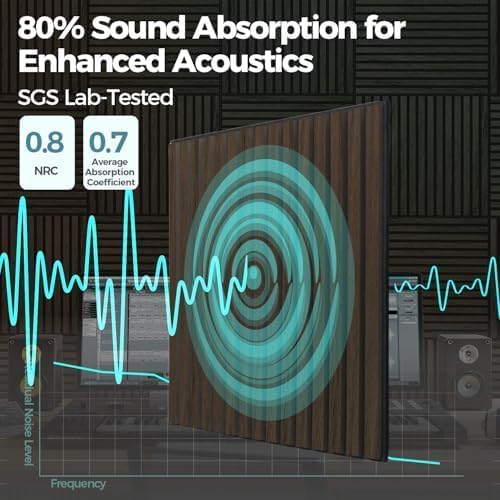 AKUMAX 4-Pack Wood Slat Acoustic Wall Panels, 23.6 x 23.6 in 3D Sound-Absorbing Panels for Walls & Ceilings, Fire-Retardant, FSC-Certified Materials, 15.5 Sq Ft, Black Walnut - Image 3