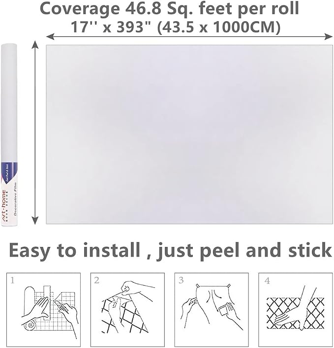 Arthome 17''x393'' White Contact Paper, Self Adhesive Wallpaper Waterproof PVC Vinyl, Oil Proof, White Vinyl Paper for Furniture Cover Surface, Countertop, Kitchen, Shelf Liner - Image 7