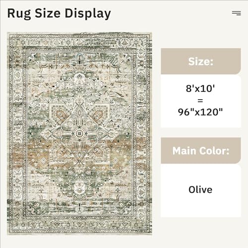 Soalmost Washable Area Rug 8x10 Large Soft Rugs for Living Room Olive Beige - Image 4