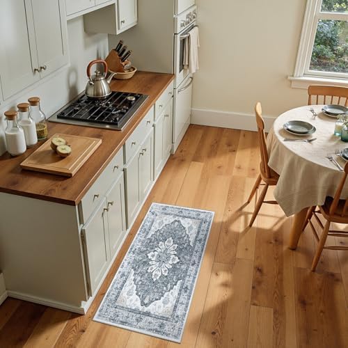 RELEANY Washable Area Rug, Small 2'x4', Grey/White/Beige - Image 2