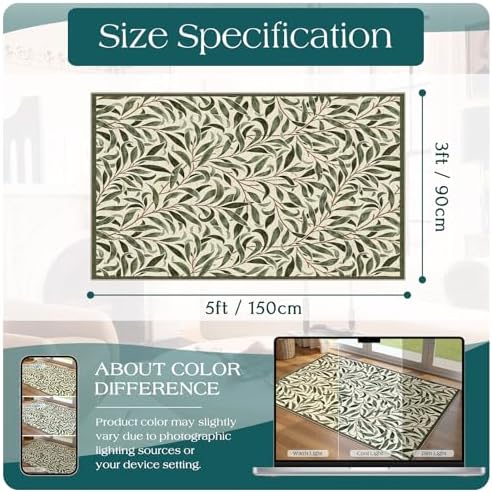 3x5 Leaf Entry Rug - Washable Indoor Outdoor Mats for Front Door - Image 2