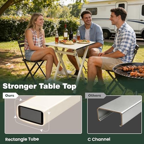 SUNNYFEEL Folding Camping Table - Lightweight Aluminum Portable Picnic Table for Cooking, Beach, Hiking, Travel, Fishing, BBQ, Indoor Outdoor Small Foldable Camp Tables - Image 5