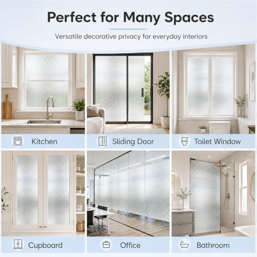 Lovepea Window Privacy Film Decorative Frosted Glass 24 Hour Two Way Privacy, Static Cling Removable Stickers for Home Door Office Bathroom Privacy Protection, Heat Blocking (23.6 x 78.7 Inch) - Image 7