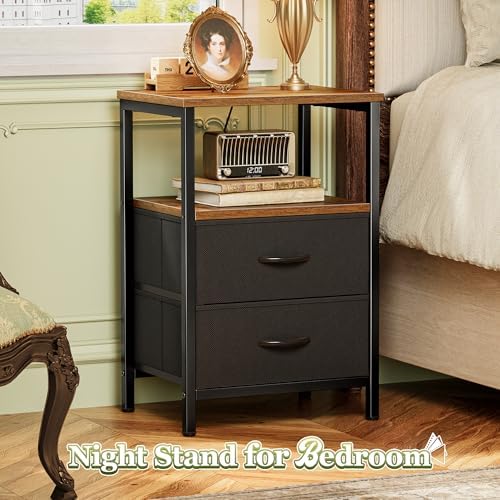 Huuger Night Stand Set of 2, Nightstand with 2 Drawers, Bedside Table - Image 4