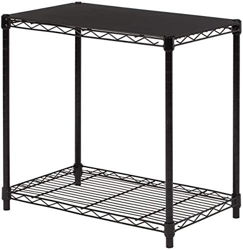 Amazon Basics 2-Shelf Stackable Storage, 13.3" D x 23.2" W x 22.2" H, Black by AmazonBasics