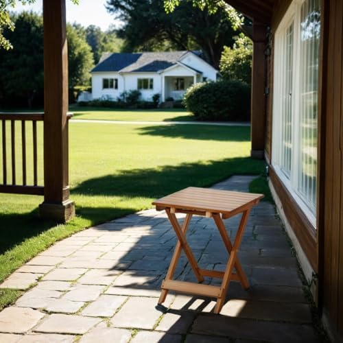 Outdoor Small Table Square Folding Wooden Patio Side Table Furniture Table for Adirondack Chair, Balcony, Porch, No Assembly Required, Brown - Image 4