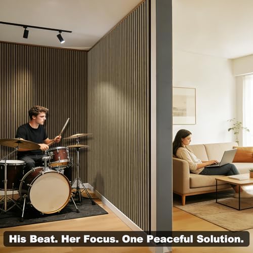 Acoustic Wall Panels, 2 Pack Wood Slat Wall Panel, Soundproof Wall Panels, 3D Textured Wall Decor for Ceiling and Wall, 47.2" x 23.6", in Walnut Finish - Image 5
