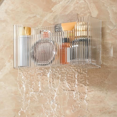Acrylic Wall Mounted Storage Rack, 2 Pcs Storage Box Shower Basket - Image 3