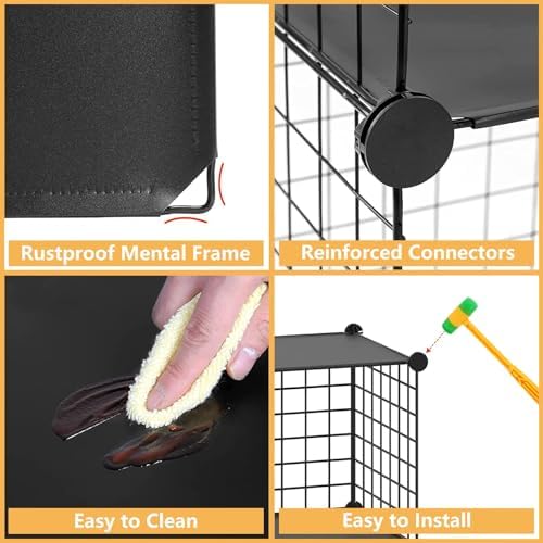 HUBSON Wire Cube Storage Organizer, Book/Toy/Craft/Potted Plants and petCloset Organizers and Storage Shelves, 25-Cube Freely Combinable Metal Grids Storage Shelf,Black Plus Iron - Image 6