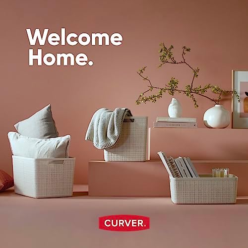 Curver Set of 6 Medium 12L Jute Decorative Plastic Organization and Storage Baskets - Perfect Bins for Home Office, Closet Shelves, Kitchen Pantry and All Bedroom Essentials, Black - Image 2
