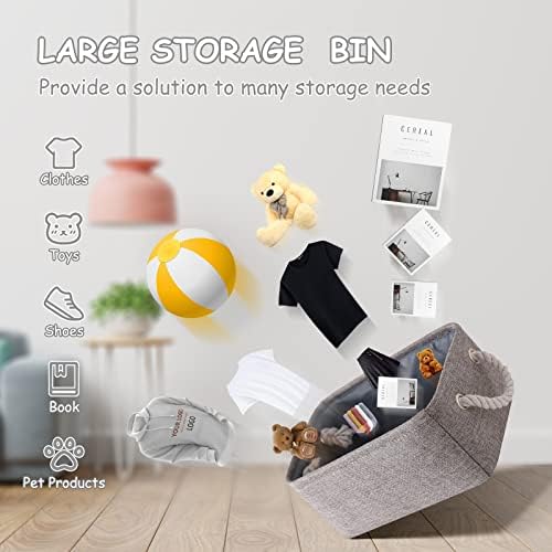 TheWarmHome Storage Bins - 3PCS Fabric Storage Baskets for Organizing Shelves | Large Basket Closet Organizer for Home Shelf Dog Laundry Organization | Collapsible Storage Cubes W/Handles - Image 3