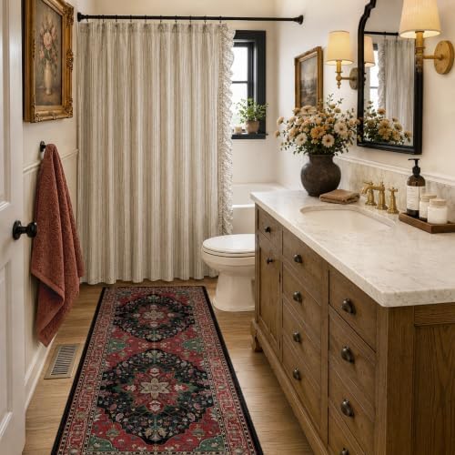 RELEANY Washable Area Rug, Runner 2'x6', Red/Black - Image 2