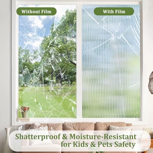 Beautyhero Adhesive Reeded Glass Window Film 3D Fluted Privacy 29.5x157.4'' - Image 5