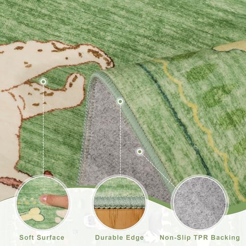 DUKINO 8x10 Area Rug, Washable Dog Rugs for Living Room Soft, Green - Image 6