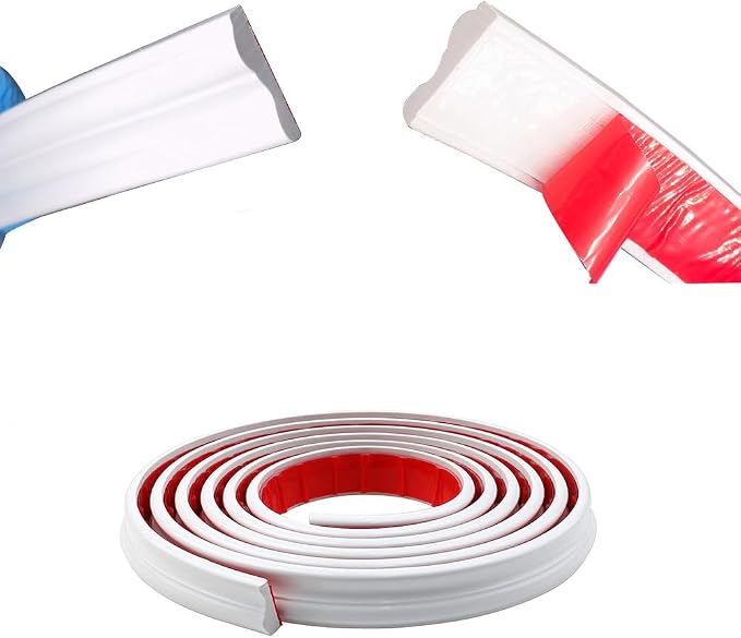 Peel and Stick Flexible Wall Molding Trim Self Adhesive Decorative Strips, DIY 3D Ceiling Trim for Home Décor on Cabinet Door Mirror Frame, 1.3in(W) ×16ft(L), White - Image 7