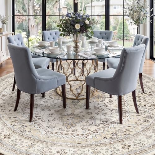 Puino 8Ft Round Rug Washable: Non-Slip Boho Living Room Circle Area Rugs - Image 4