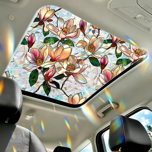 Magnolia Sunroof Decal Stained Glass Window Film, 16.9" x 39.4" by Meetcolor