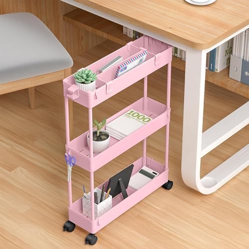 SPACELEAD 2-piece Set Slim Storage Cart 3 Tier,Bathroom Organizer Rolling Utility,Mobile Shelving Unit Slide Out for Office, Kitchen, Laundry Room & Narrow Places - Image 7