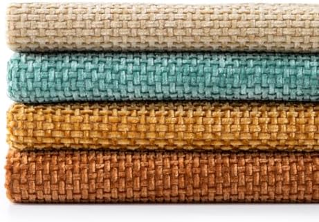 MIULEE Soft Decorative Chenille Fall Pillow Covers Beige Orange Teal 18x18 - Image 7