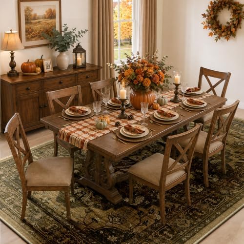 RELEANY Washable Area Rug, Large 9'x12', Brown/Dark Brown - Image 2