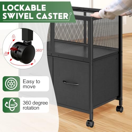 Sbanmao Rolling File Cart, File Cabinet with 2 Fabric Drawers, Black - Image 5