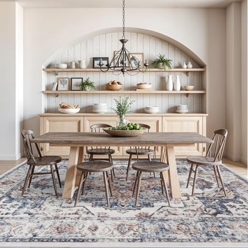 10x14 Washable Vintage Area Rug: Indoor Extra Large Rugs for Living Room Soft Stain Resistant Carpet with Non-Slip Backing Thin Accent Low Pile Print Floor Mat for Bedroom Dining Room(10x14 Brick) - Image 3