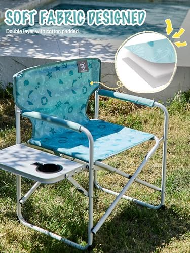 EVER ADVANCED Kids Directors Chair with Side table for Camping, RV & Sports, Padded Kid Outdoor Seat with Safety Lock, Lightweight Portable Camp Chairs for Beach, Balcony, Patio, Supports 150lbs Green - Image 6