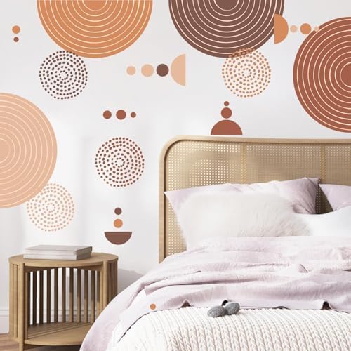 Boho Arch Wall Sticker Large Geometric Art Wall Decals Modern Wall Stickers Peel and Stick Brown Line Decals Abstract Sticker for Living Room Bedroom Office Decor - Image 2