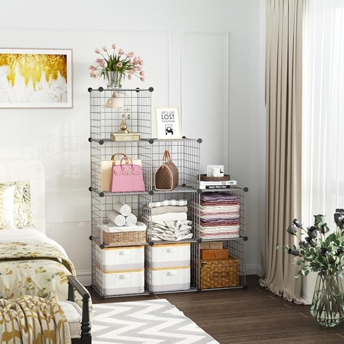 C&AHOME Wire Cube Storage, 9 - Cube Organizer Metal C Grids, Silver Gray - Image 2