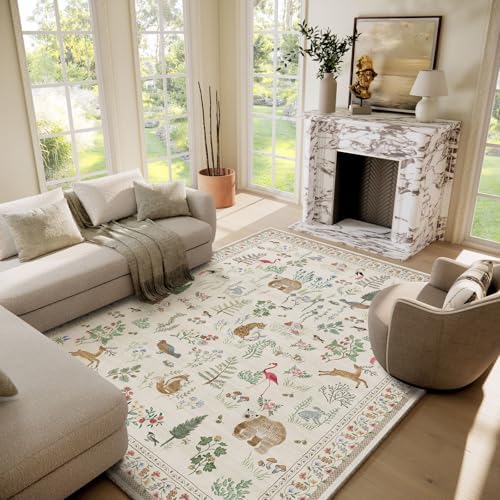 10x14 Area Rugs for Living Room: Washable Rug Non Slip Stain Resistant Low Pile Faux Wool Ultra Soft Lightweight Indoor Large Rugs for Bedroom Nursery Dining Room Under Table Rug Farmhouse Home Office - Image 6