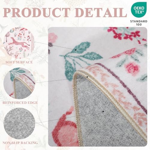 DUKINO 5x7 Area Rugs, Washable Animal Rug for Living Room Non Slip, Pink - Image 5