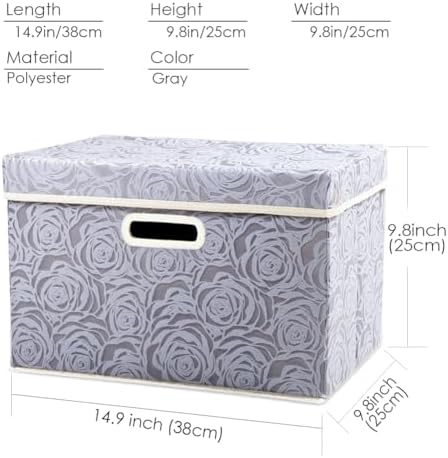 PRANDOM Collapsible Storage Boxes with Lids Fabric Decorative Storage Bins Cubes Organizer Containers Baskets with Cover Handles Divider for Bedroom Closet Living Room 14.9x9.8x9.8 Inch 1 Pack - Image 4