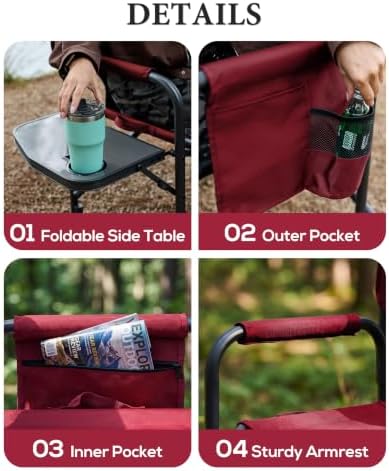 Heavy Duty Oversized Camping Folding Chair, Support 400lbs - Image 6