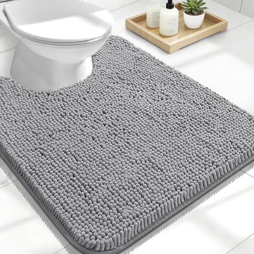 OLANLY Toilet Rugs U-Shaped 24x20, Soft Absorbent Chenille Contour Rugs by OLANLY