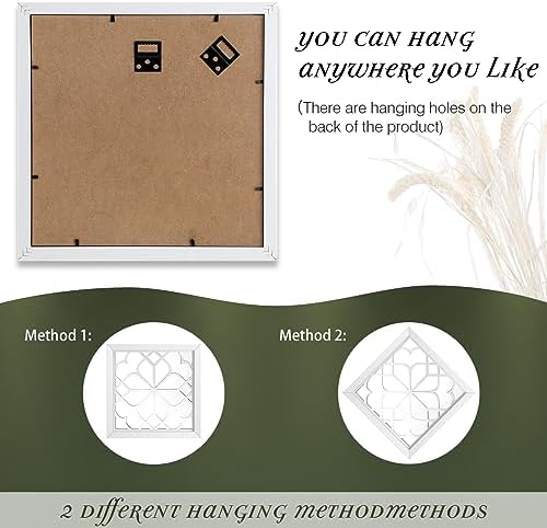 Tatuo 4 Pcs Mirrors Square Wall Mirror, Gorgeous Rustic Farmhouse Accent Mirror, Rustic for Bathroom Renovation Bedrooms Living Rooms, 12 x 12 Inch(Pure White) - Image 5