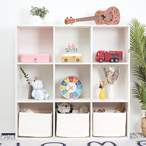 MINTWOOD Design 3-Pack Storage Baskets for Shelves, Playroom and Classroom, Book Basket, Decorative Cube Bins, Woven Closet Organizers, Baby Nursery Baskets, Creamy White - Image 4