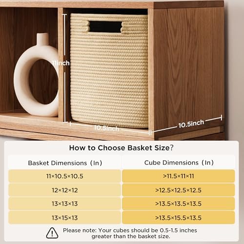 UBBCARE Set of 4 Storage Basket-11 X 10.5 X 10.5 In, Cotton Rope Basket for Shelves, Toys, Book, Cube Storage Bins with Handles, Woven Storage Baskets for Organizing, Brown - Image 2