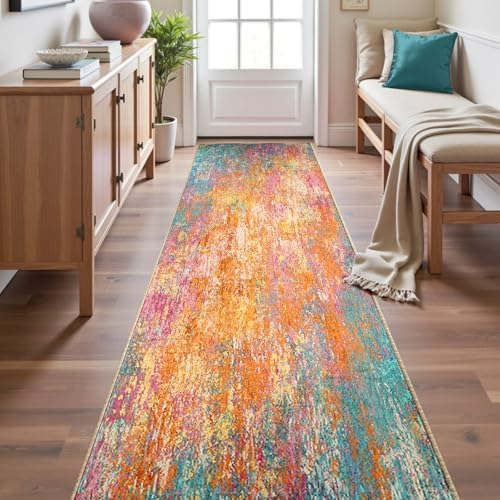 RELEANY Washable Runner 2'x10' Abstract Area Rug for Hallway Starlight by RELEANY