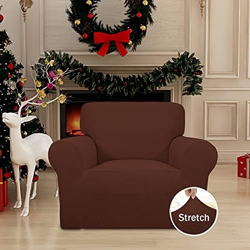 Easy-Going Stretch Chair Slipcover with Arm Washable Coffee - Image 2