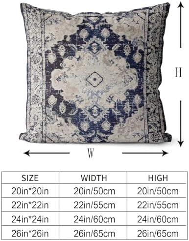 Snycler Boho Throw Pillow Covers 26x26 inch Set of 2 Boho Rug Carpet Double Sided Pattern Cotton Soft Pillow Case Cushion Cover Pillowcase for Couch Sofa Bed Decorative (Navy Blue) - Image 3