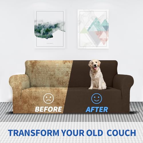 MAXIJIN Stretch Oversized Couch Covers for 3 Cushion Couch (91"-110"), 1-Piece Large Sofa Cover Slipcover Furniture Protector for Kids,Dogs (Extra Large, Diamond Pattern Coffee) - Image 5