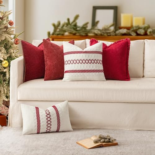 MIULEE Decorative Couch Throw Pillow Covers 16x16 Inch Red 2 Pack - Image 4