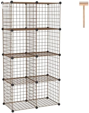 C&AHOME Wire Cube Storage, 8 - Cube Organizer Metal C Grids Units, Brown by CAHOME